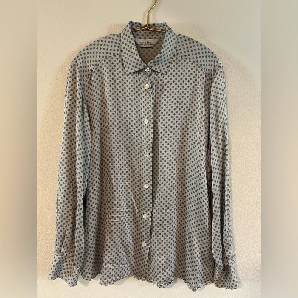 Bagutta Italy 100% silk geometric shirt